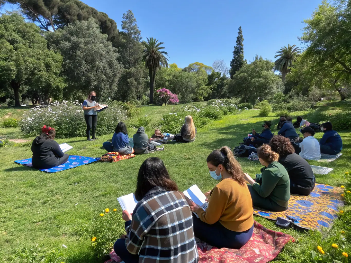 A photograph featuring members of SOCIETE DE CHASSE DE LA COMMUNE DE KERFOT conducting an educational workshop on wildlife conservation for local community members, emphasizing the importance of environmental stewardship.