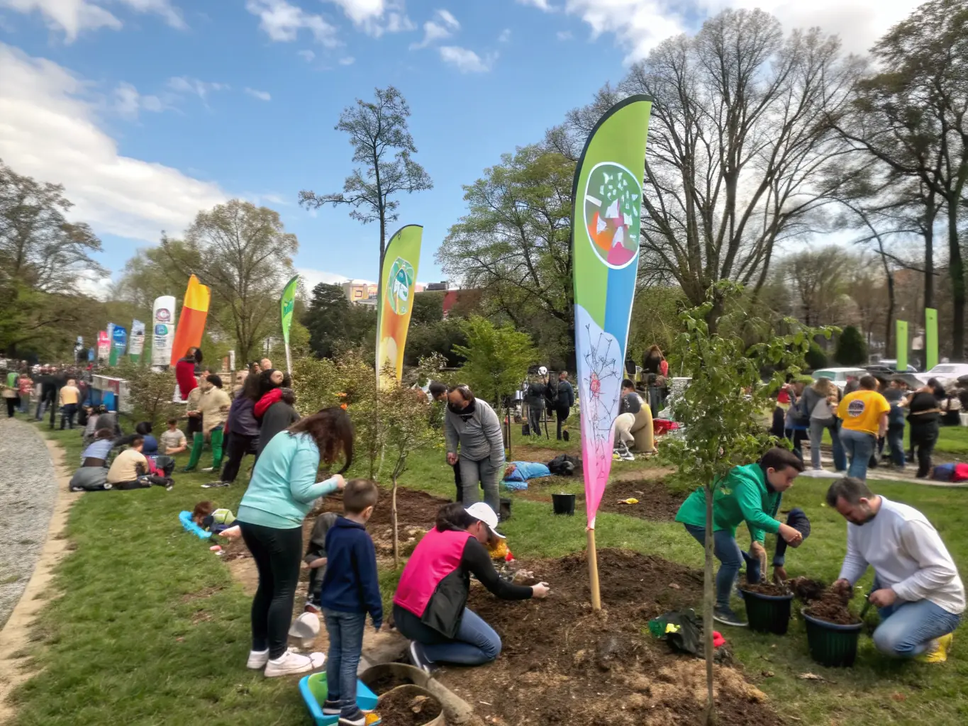 A photo of community members participating in an environmental awareness event organized by SOCIETE DE CHASSE DE LA COMMUNE DE KERFOT.