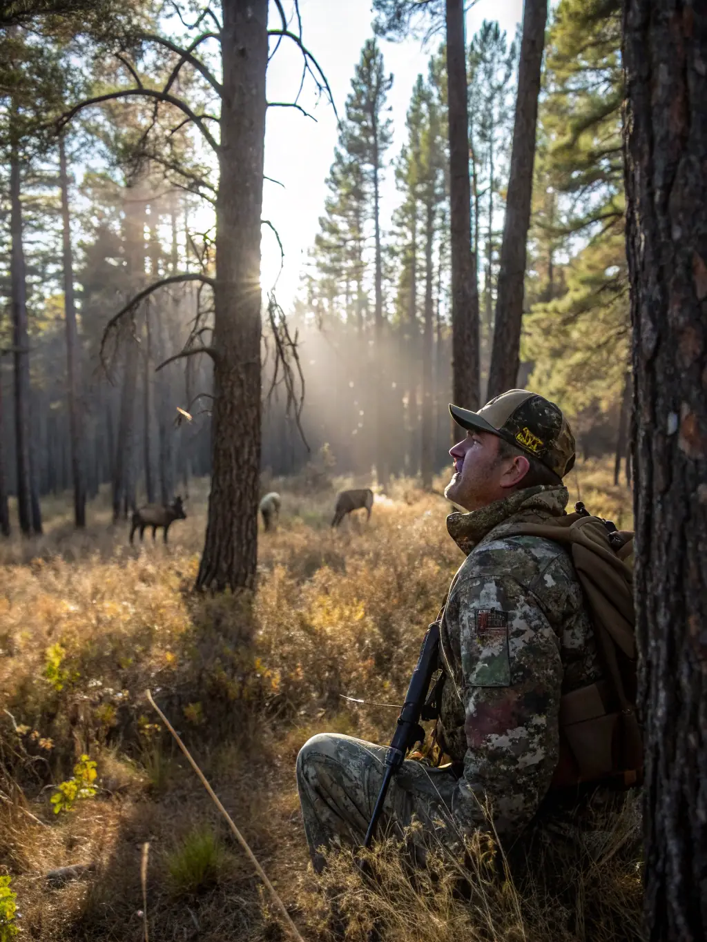 An image of a hunter safely guiding a deer away from residential areas, showcasing the organization's role in protecting local properties.